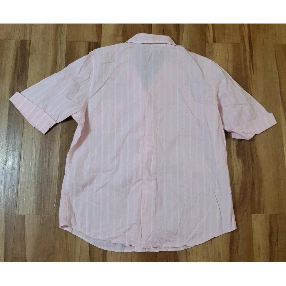 Ralph Lauren Pajama Shirt Womens XL Pink White Striped Lightweight Cotton Logo‎